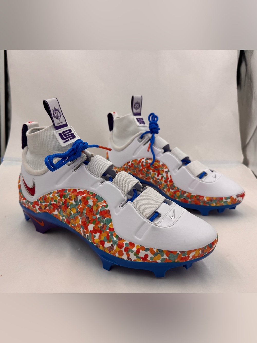 Nike LeBron IV 4 Menace 3 Fruity Pebbles  Football Cleats Men’s 10.5, NEW NWOT - Picture 5 of 16